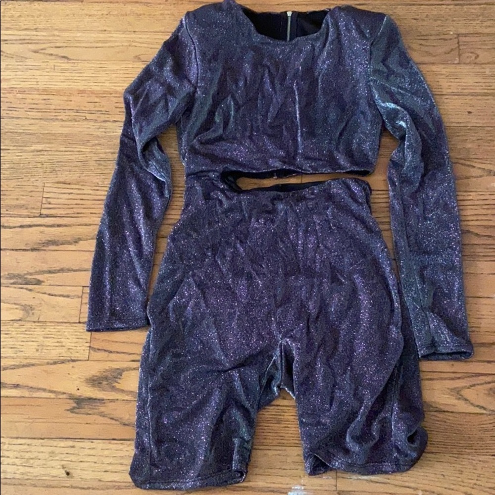 Fashionova purple sparkly shorts romper - Picture 2 of 4